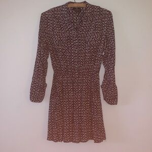 Angie Black and White Floral Long Sleeve Dress